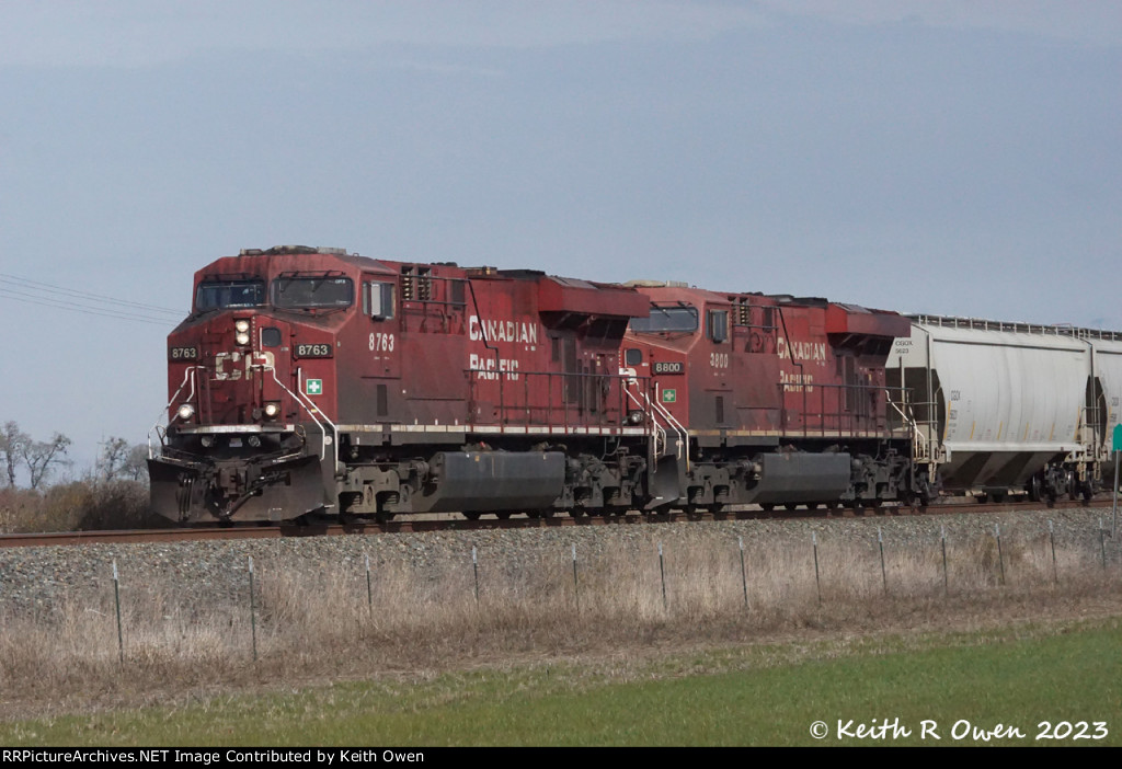 Southbound grain train.